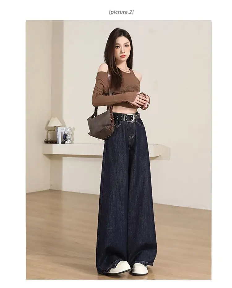 Dark Blue Wide Leg Pants for Women 2025 Spring — feature 7