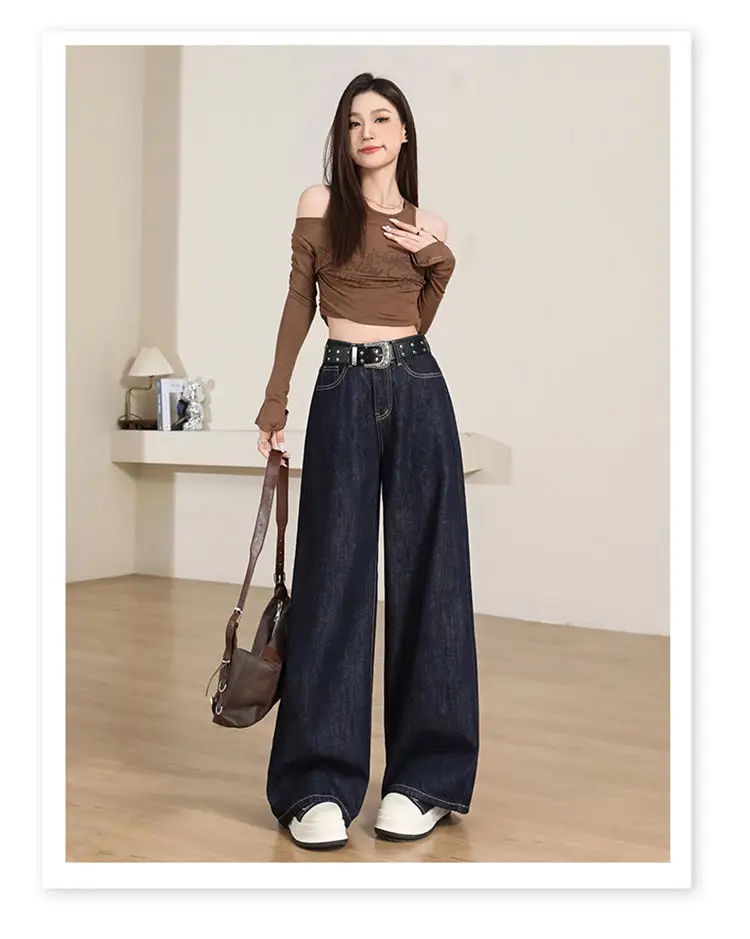 Dark Blue Wide Leg Pants for Women 2025 Spring — feature 8