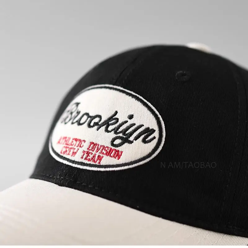 Brooklyn Retro Letter Embroidered Cap Black White - Image 9