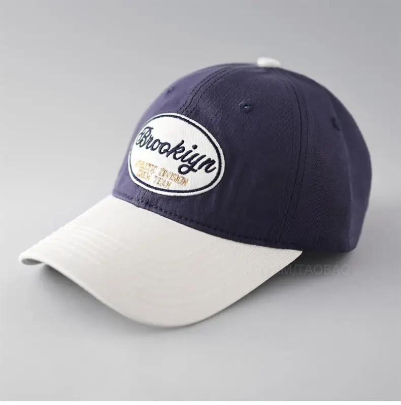 Brooklyn Retro Letter Embroidered Cap Black White — feature 2