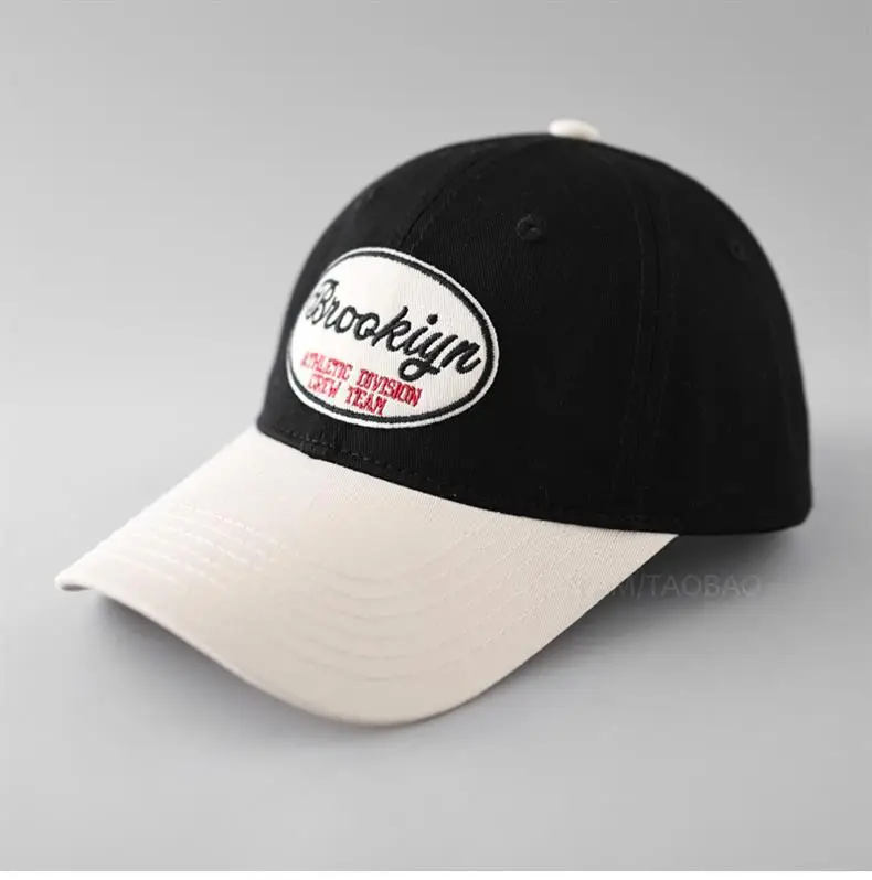 Brooklyn Retro Letter Embroidered Cap Black White — feature 7