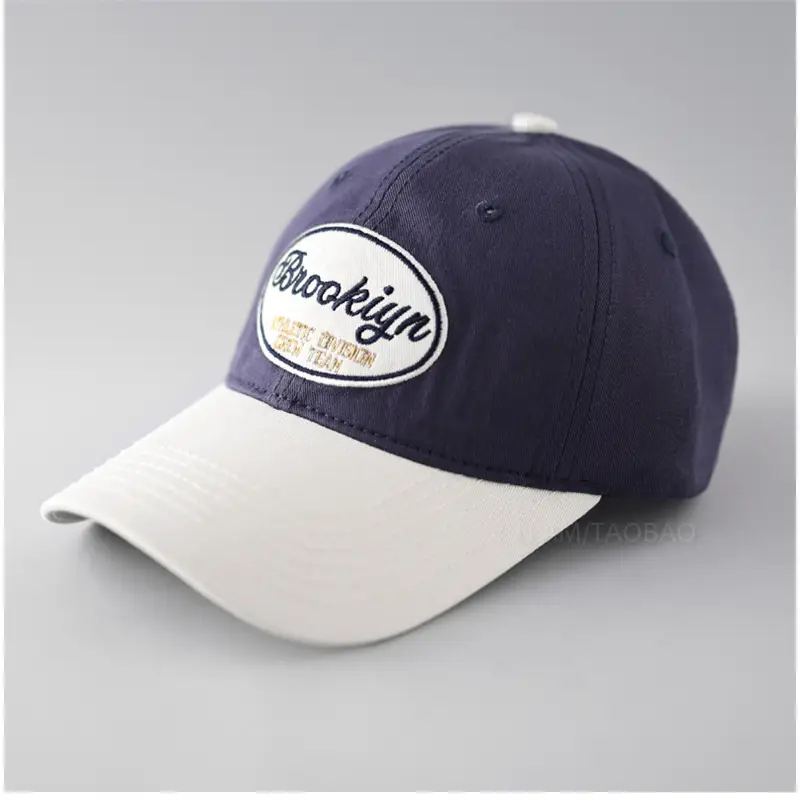 Brooklyn Retro Letter Embroidered Cap Black White - Image 2
