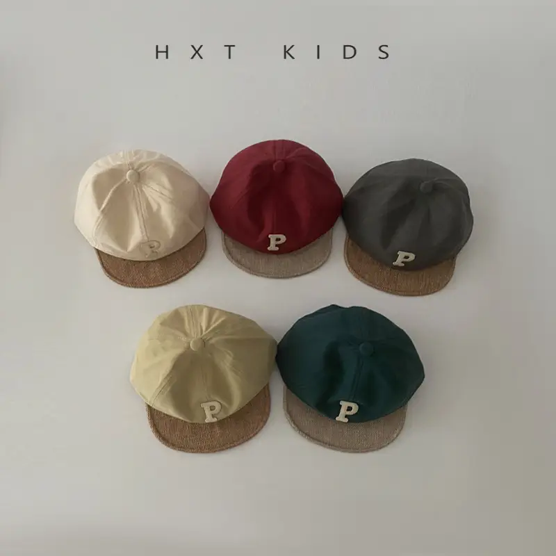 Baby Cap Spring Autumn Color Matching P Letter Soft Top Sunshade Hat - Image 9
