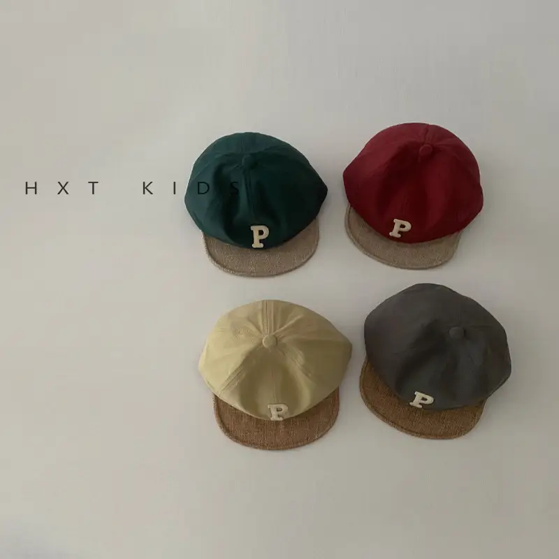 Baby Cap Spring Autumn Color Matching P Letter Soft Top Sunshade Hat - Image 11