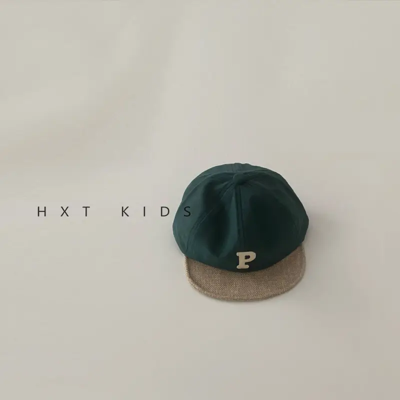 Baby Cap Spring Autumn Color Matching P Letter Soft Top Sunshade Hat - Image 2