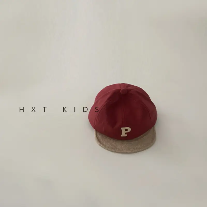 Baby Cap Spring Autumn Color Matching P Letter Soft Top Sunshade Hat - Image 3