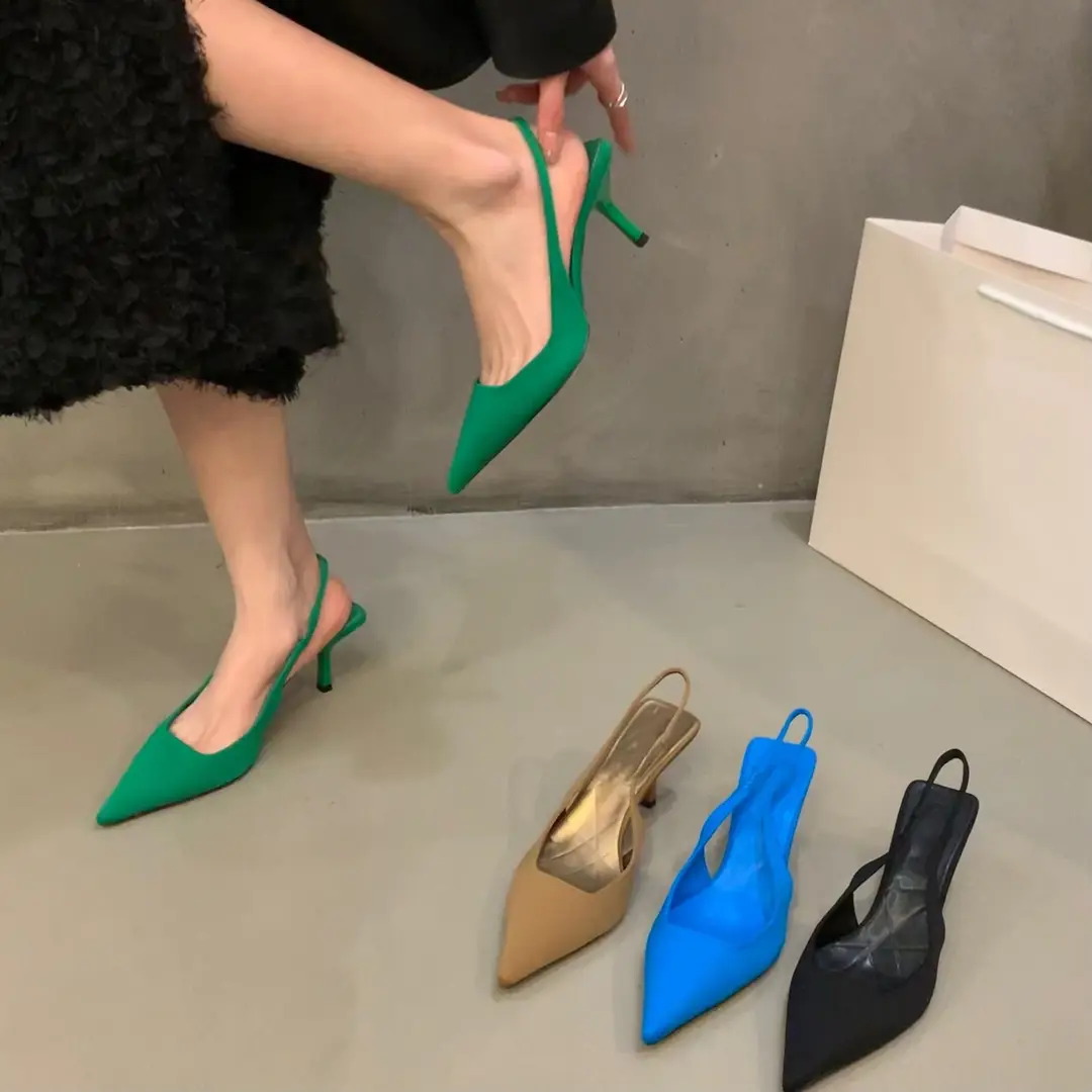 French High Heels Black Elegant Toe Sandals Fairy Shoes 2025 New Spring and Summer Stiletto Pointed Shoes - Image 9