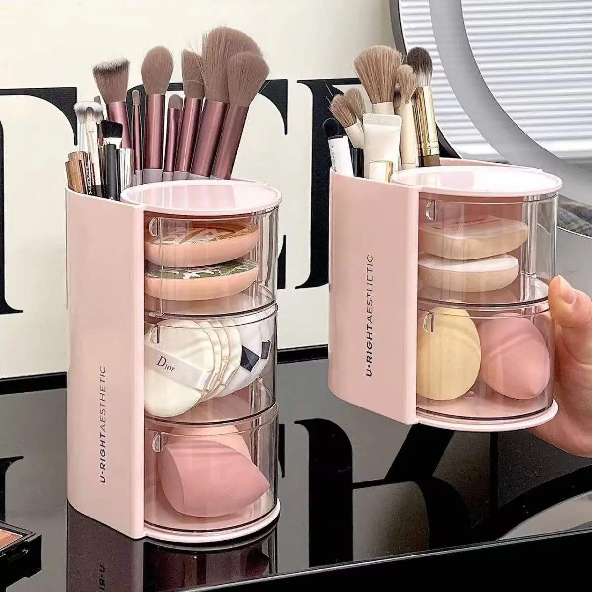 Rose Gold Makeup Brush & Egg Storage Rack 12x36cm — feature 3