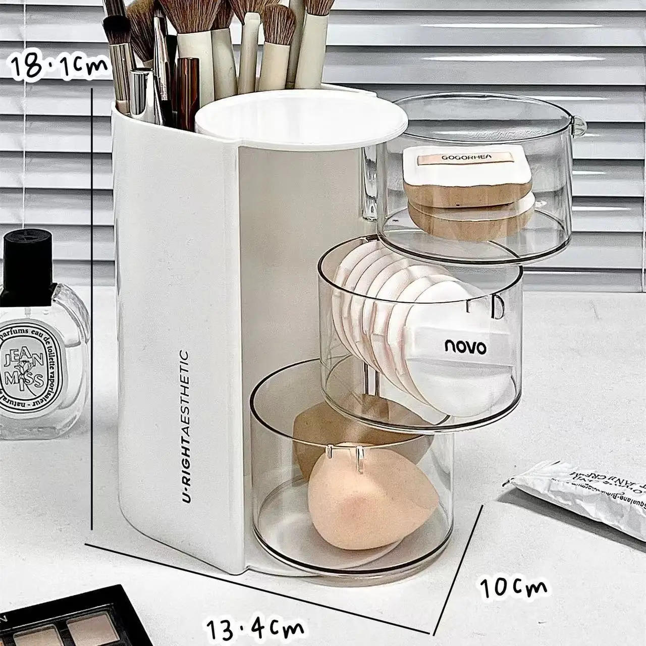 Rose Gold Makeup Brush & Egg Storage Rack 12x36cm