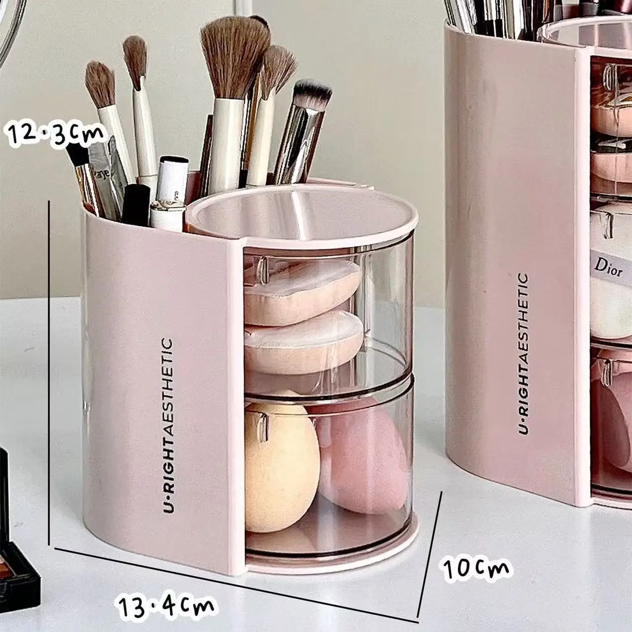 Rose Gold Makeup Brush & Egg Storage Rack 12x36cm