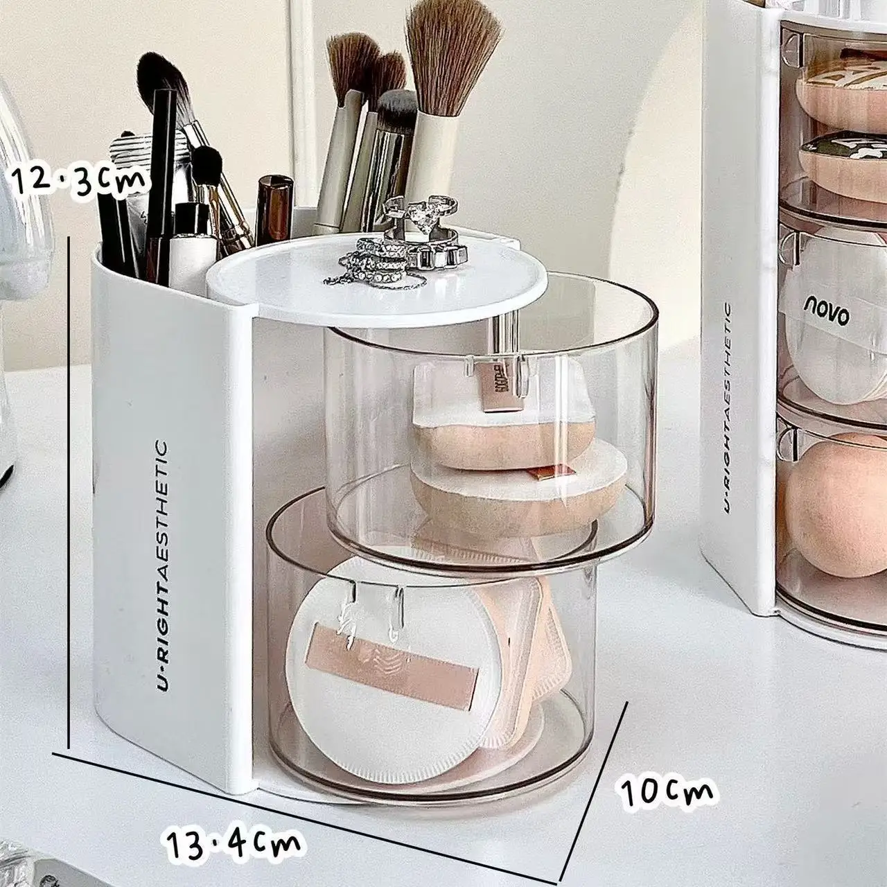 Rose Gold Makeup Brush & Egg Storage Rack 12x36cm