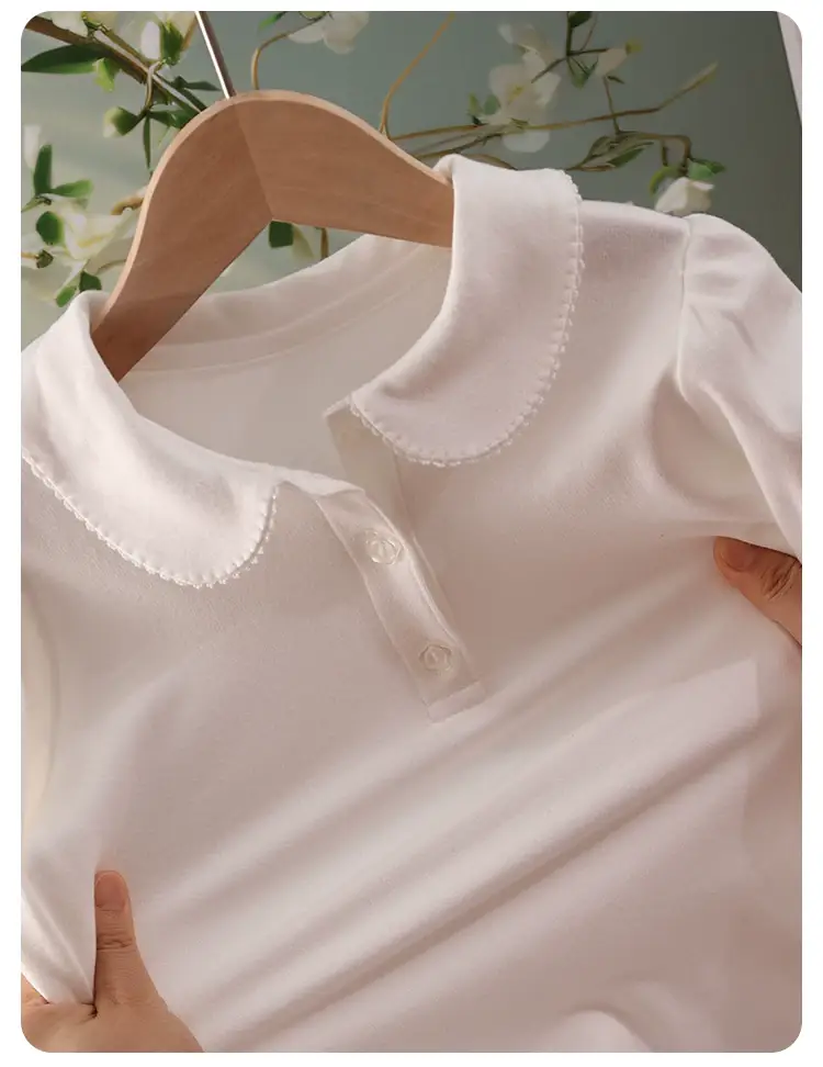Girls Cotton Long Sleeve T-Shirt White All Season — feature 16