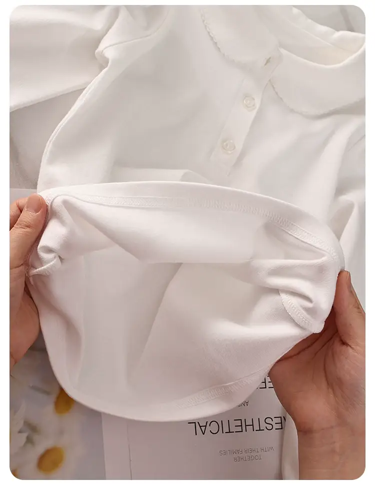 Girls Cotton Long Sleeve T-Shirt White All Season — feature 18