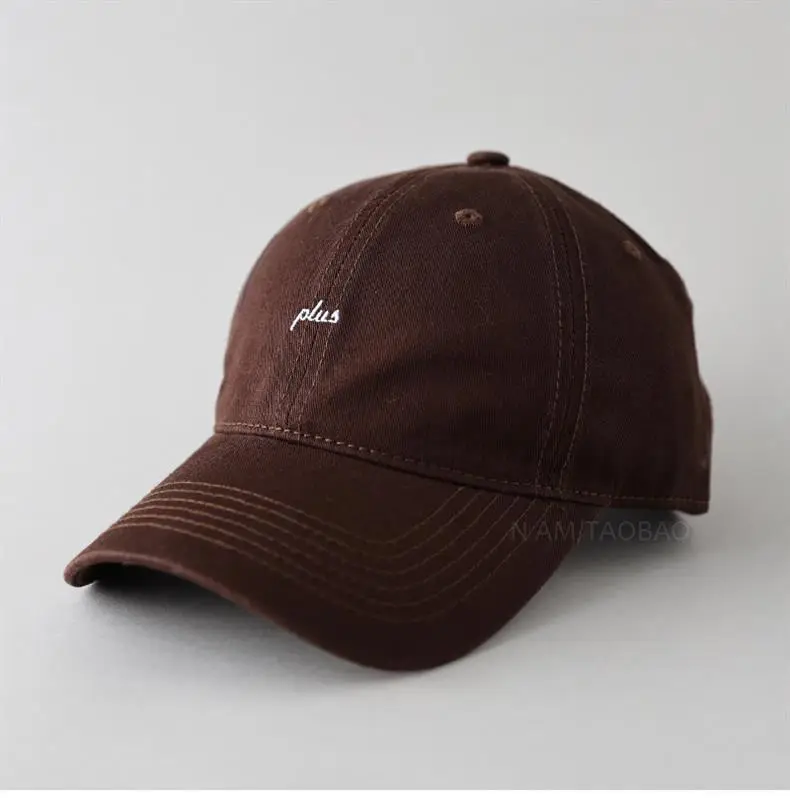 Brown Men's Embroidered Baseball Cap Plus Size — feature 13