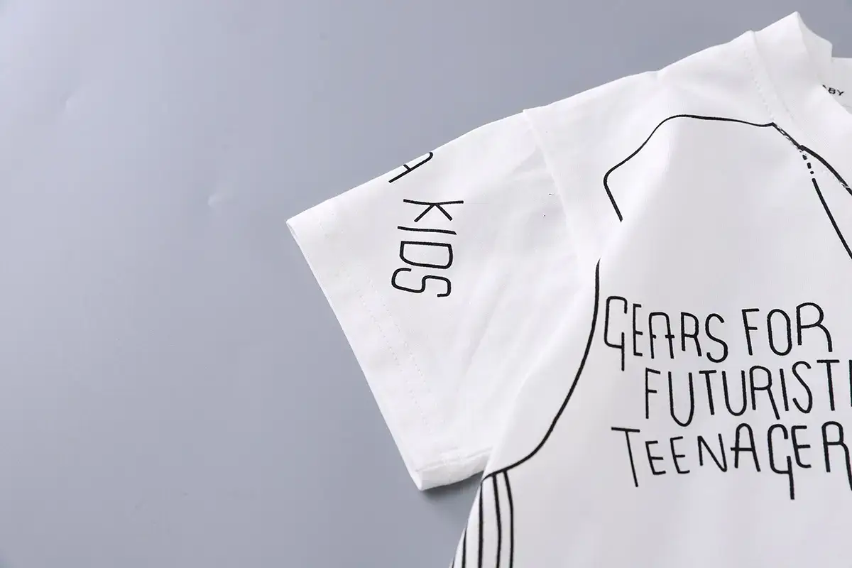 Girls White Graffiti T-Shirt & Black Shorts Set — feature 9