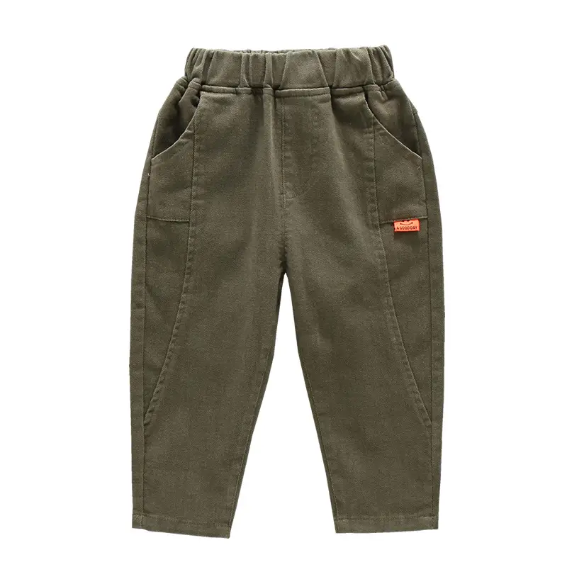 Boys' Cotton Casual Pants Autumn Set Brown Green Black Medium Small