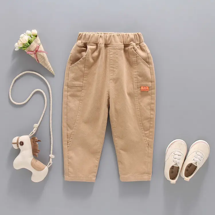 Boys' Cotton Casual Pants Autumn Set Brown Green Black Medium Small