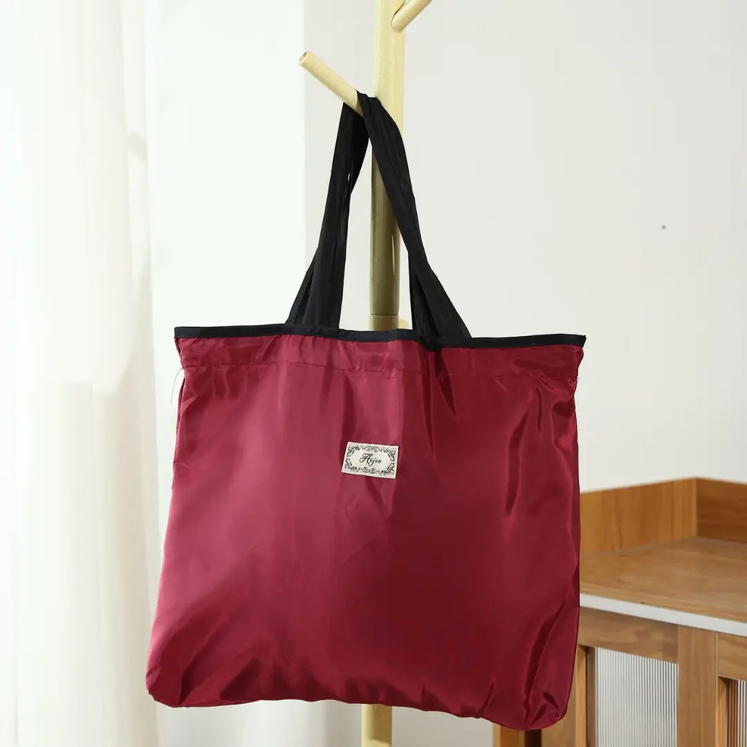 Green Drawstring Tote Bag with Yellow Handles