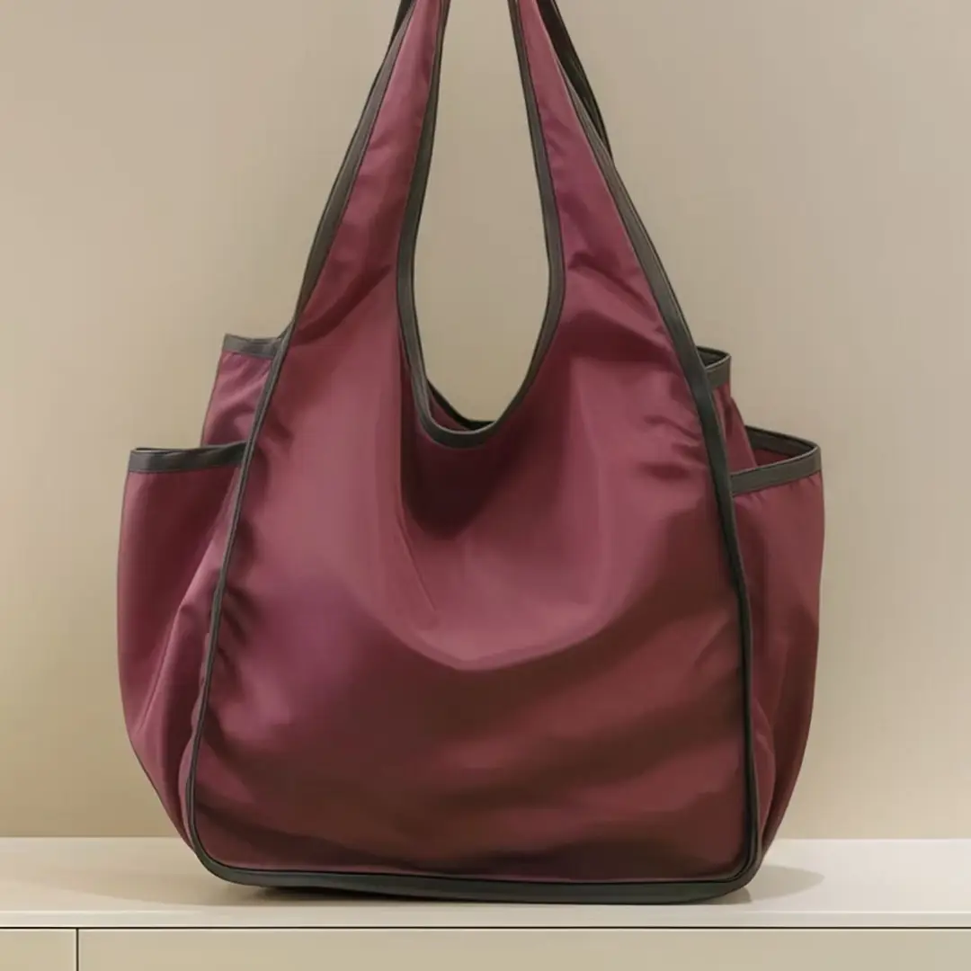 Green Drawstring Tote Bag with Yellow Handles