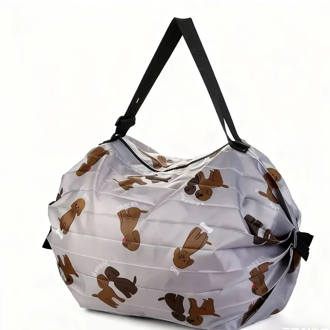 Green Drawstring Tote Bag with Yellow Handles