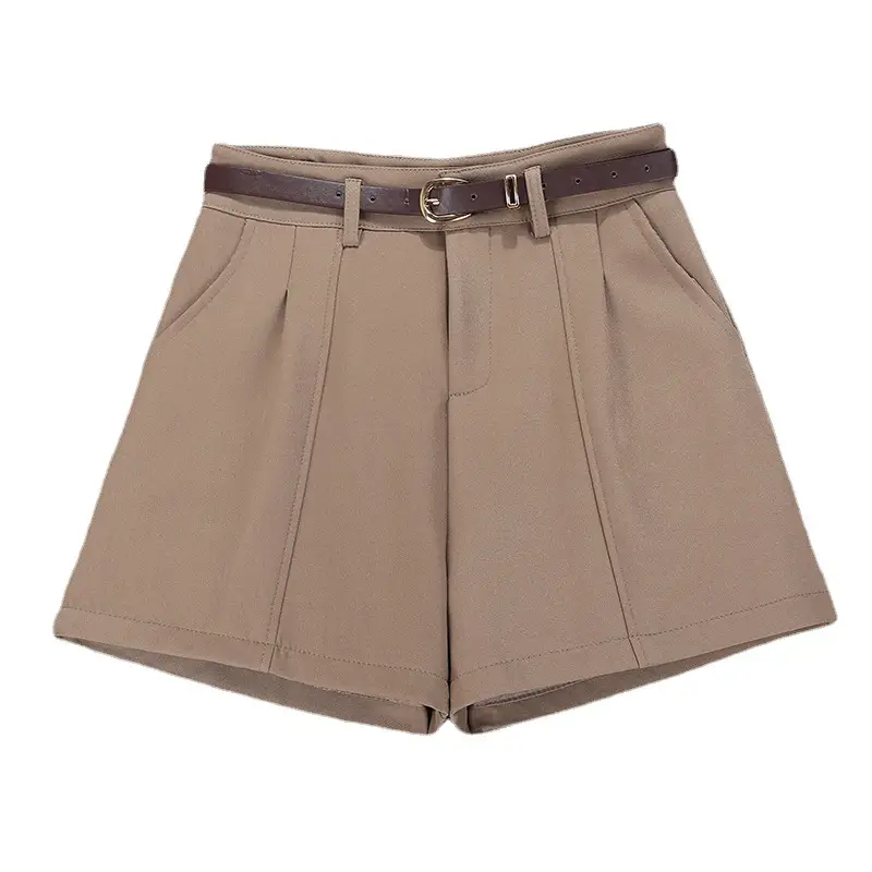 White Belted High Waist Shorts for Women - Image 8