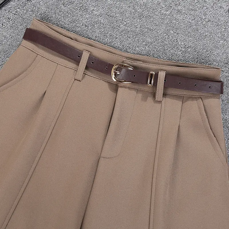 White Belted High Waist Shorts for Women — feature 4