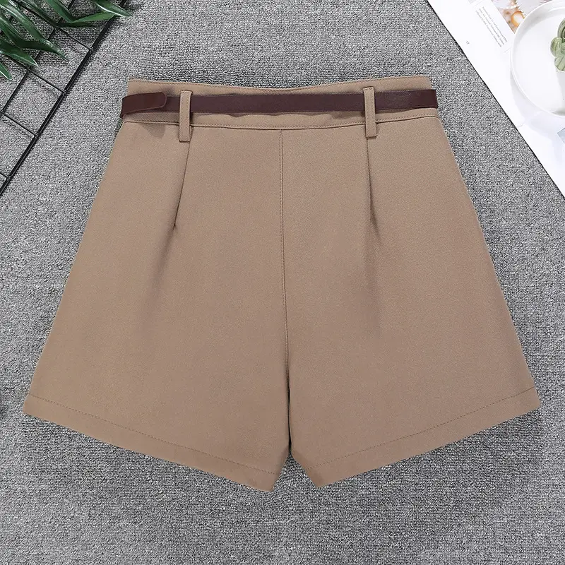 White Belted High Waist Shorts for Women — feature 9