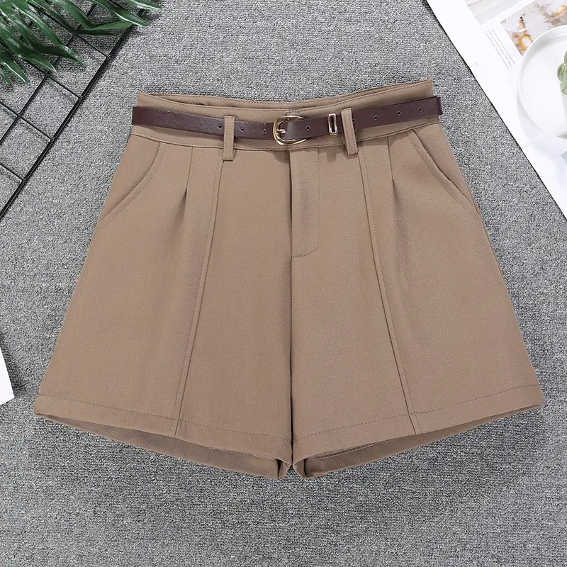 White Belted High Waist Shorts for Women - Image 3