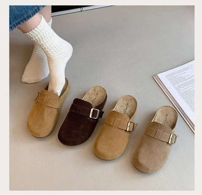 Vintage French Style Brown Flat Slippers Women's 2025 — feature 17