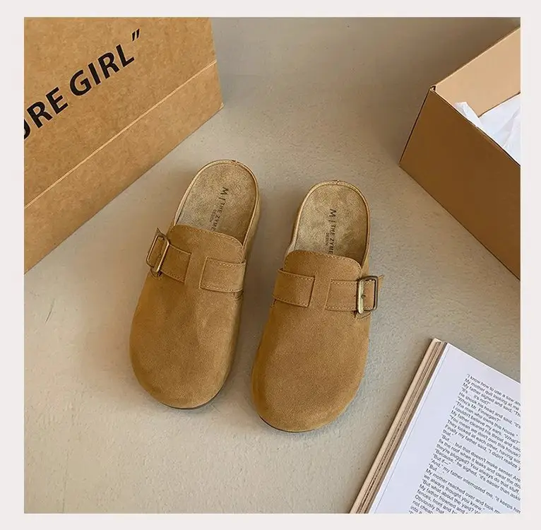 Vintage French Style Brown Flat Slippers Women's 2025 — feature 18