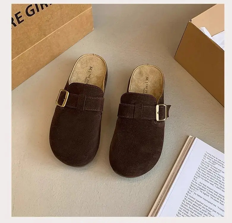 Vintage French Style Brown Flat Slippers Women's 2025 — feature 19