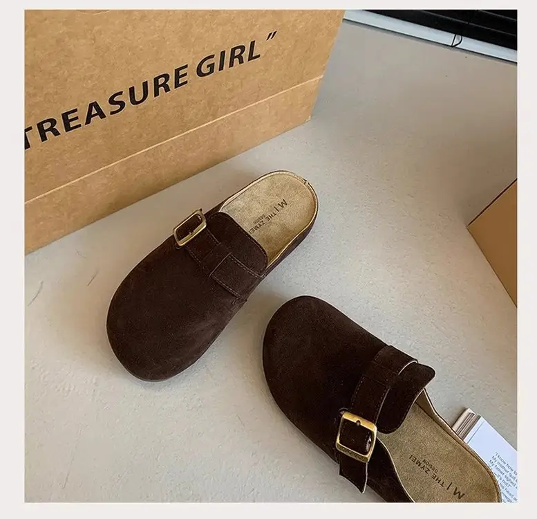 Vintage French Style Brown Flat Slippers Women's 2025 — feature 21