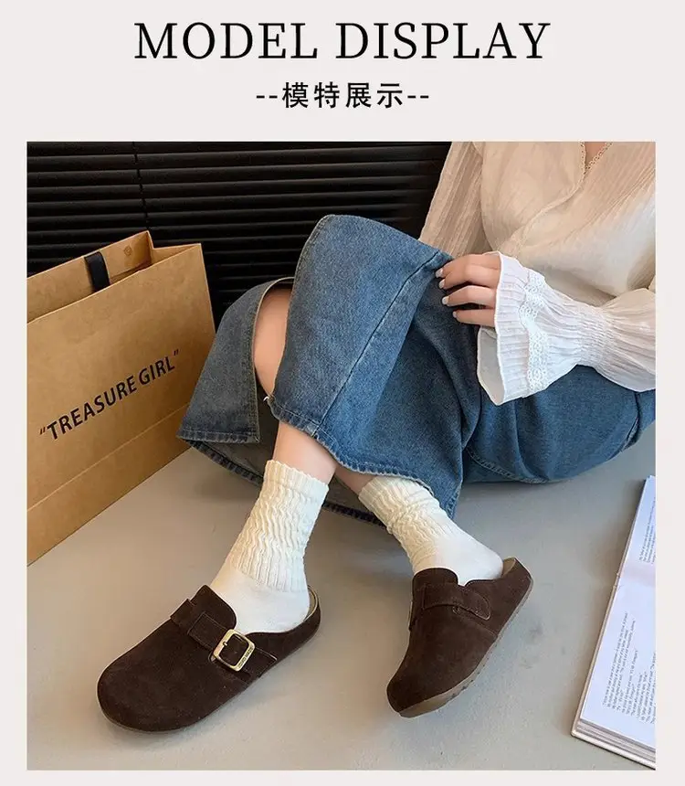 Vintage French Style Brown Flat Slippers Women's 2025 — feature 4