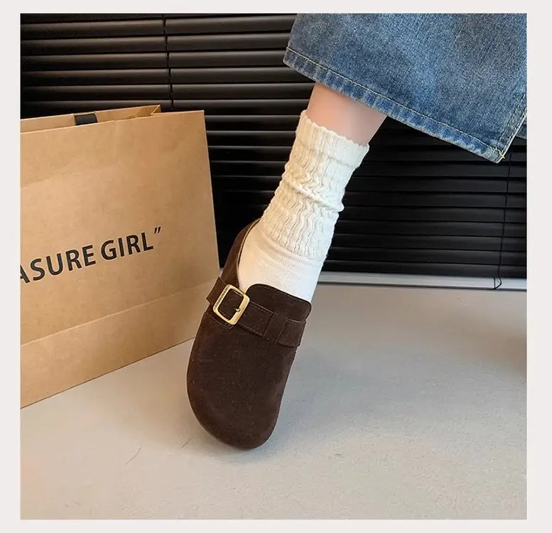 Vintage French Style Brown Flat Slippers Women's 2025 — feature 5