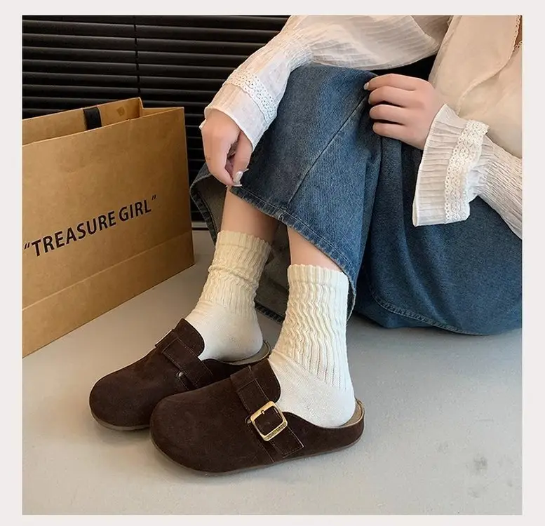 Vintage French Style Brown Flat Slippers Women's 2025 — feature 6
