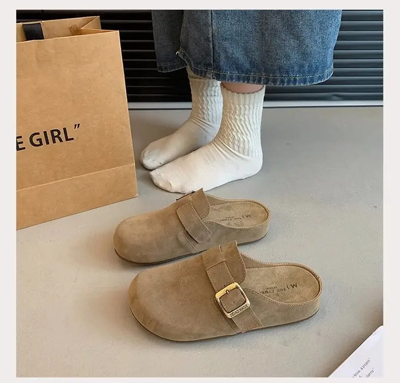 Vintage French Style Brown Flat Slippers Women's 2025 — feature 9