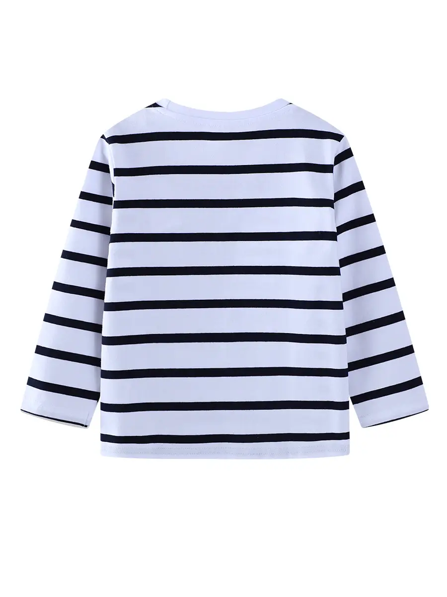 25 Boys Striped Long Sleeve T-Shirt with Cartoon Print - Image 3