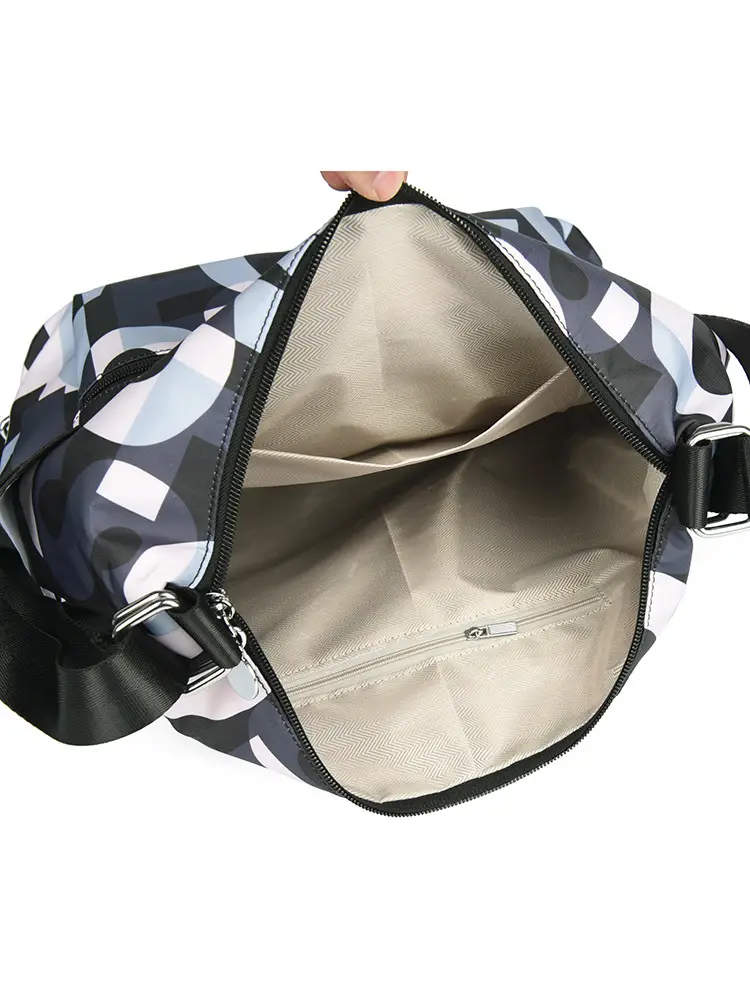 Black Bamboo Print Crossbody Tote Bag for Women