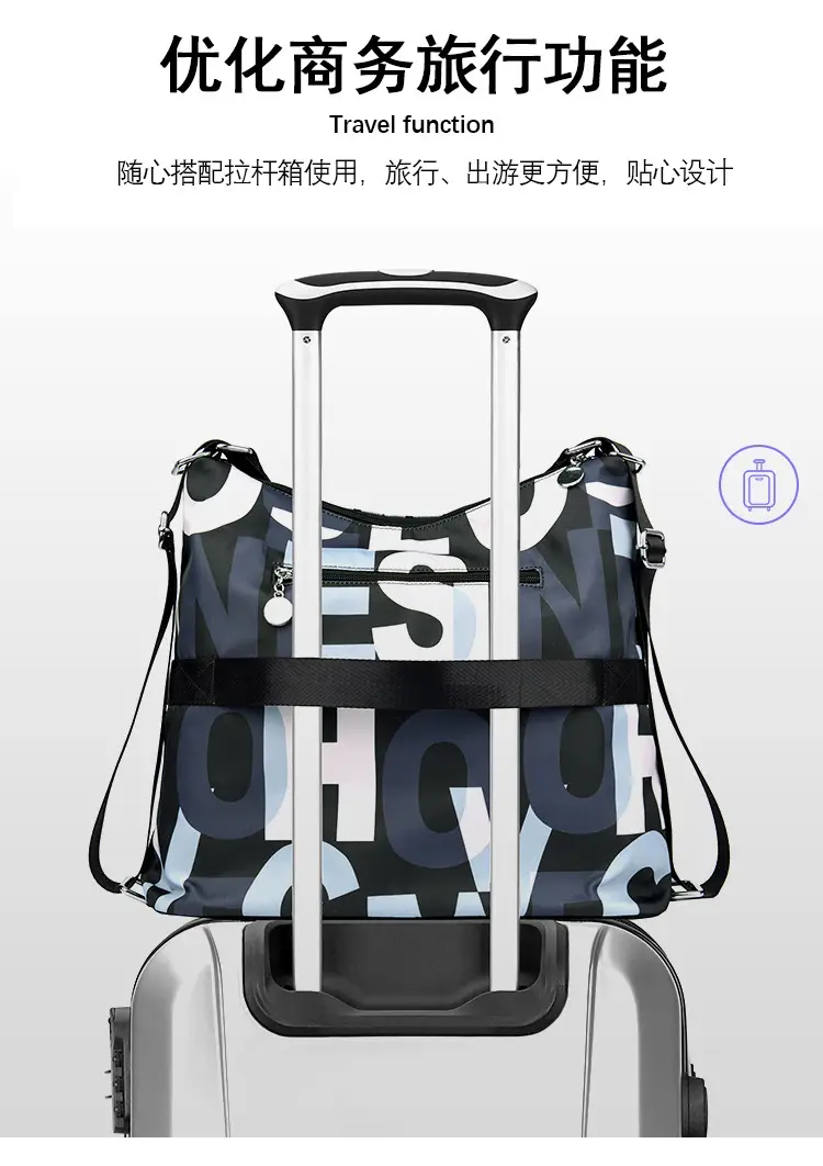 Black Bamboo Print Crossbody Tote Bag for Women — feature 6