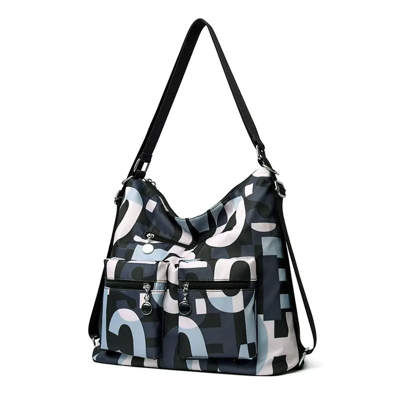 Black Bamboo Print Crossbody Tote Bag for Women
