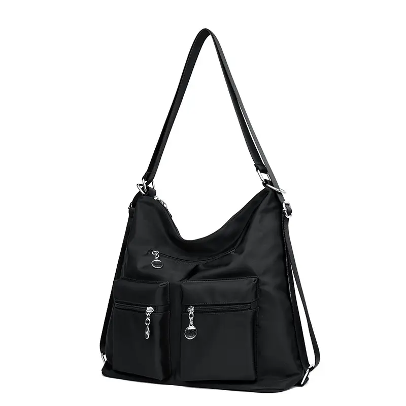 Black Bamboo Print Crossbody Tote Bag for Women