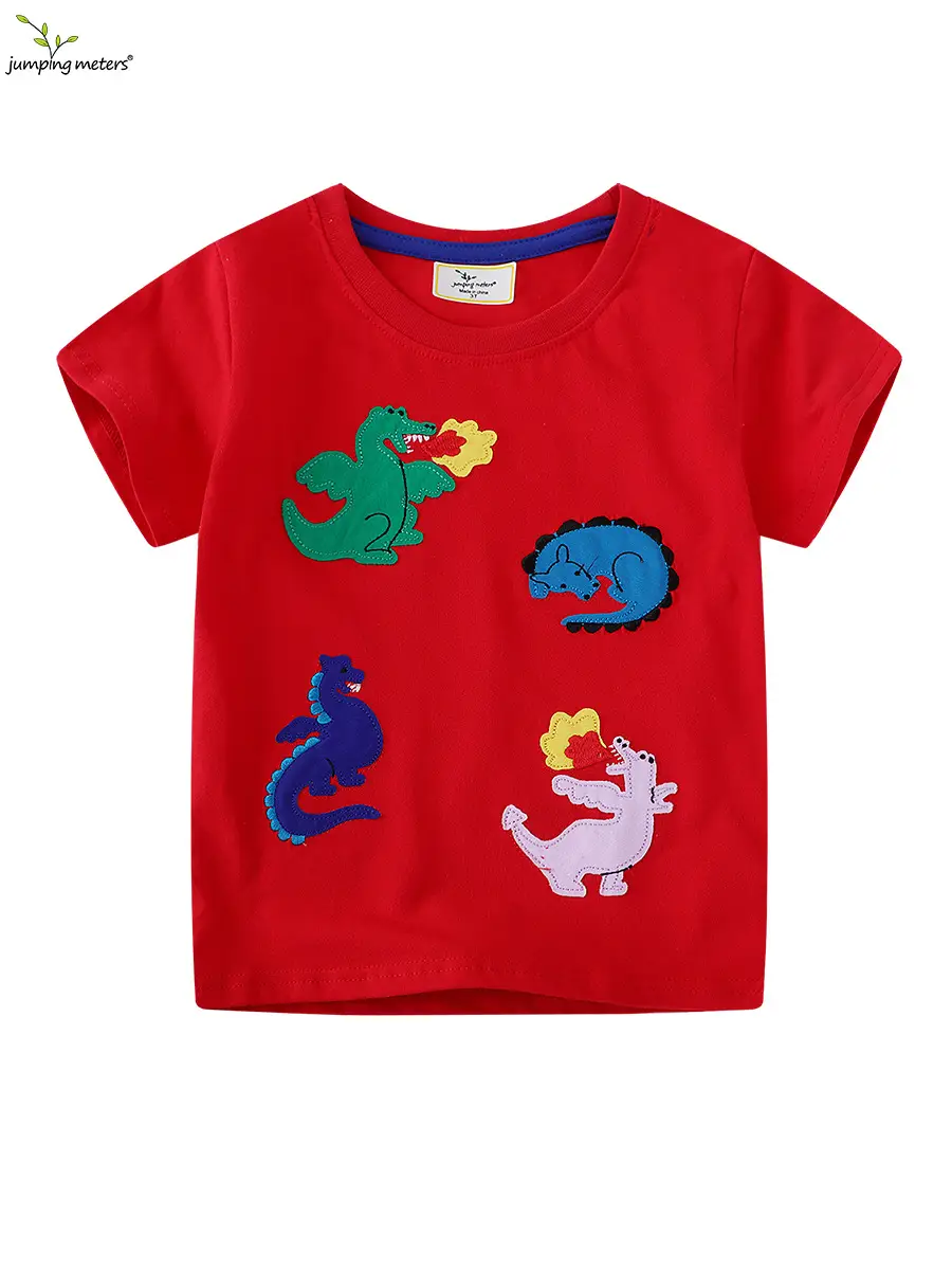 Red Cotton Boys T-Shirt Short Sleeve Western Style - Image 2