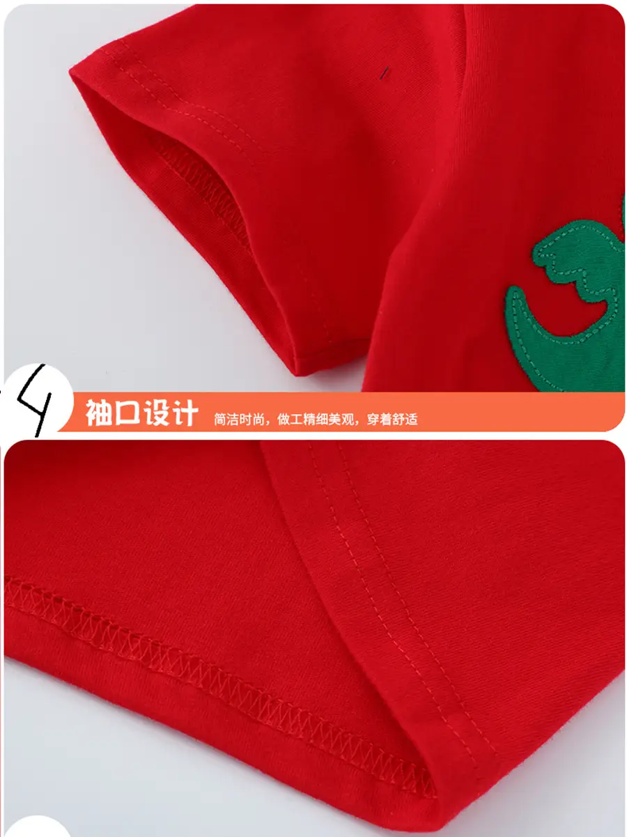 Red Cotton Boys T-Shirt Short Sleeve Western Style - Image 5