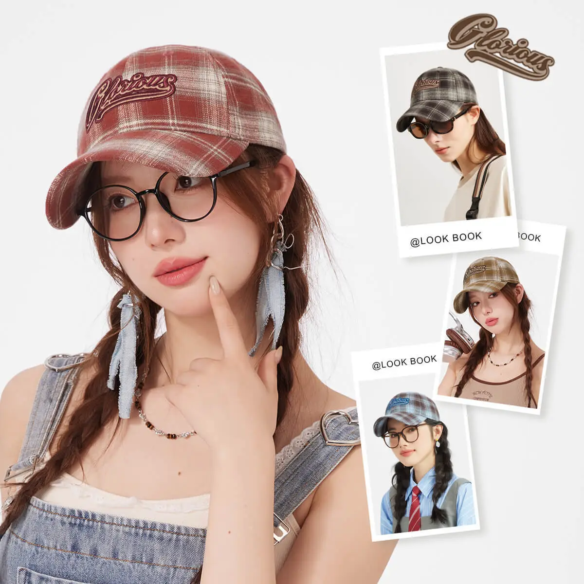 Women Plaid Baseball Cap Summer Casual Face Cover