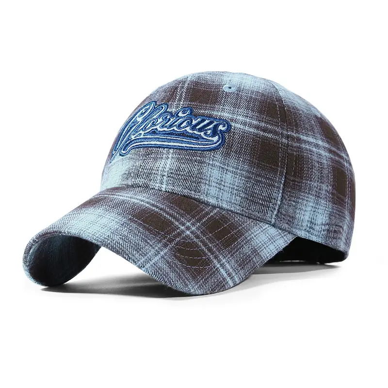 Women Plaid Baseball Cap Summer Casual Face Cover