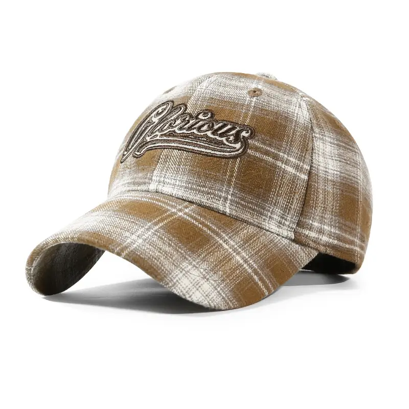 Women Plaid Baseball Cap Summer Casual Face Cover