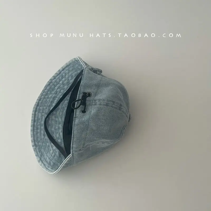 Kids Denim Bucket Hat with Blue Bristle & Korean Bow — feature 17