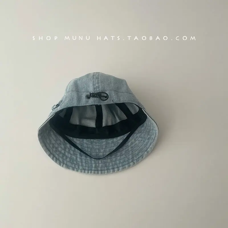 Kids Denim Bucket Hat with Blue Bristle & Korean Bow — feature 18