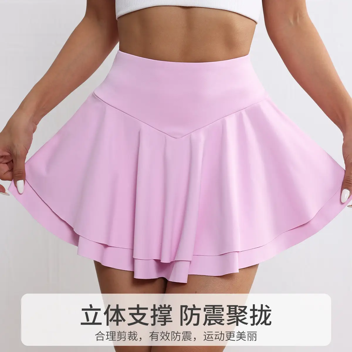 Women's Pink Anti-Exposure Yoga Shorts with 2 Pockets - Image 4