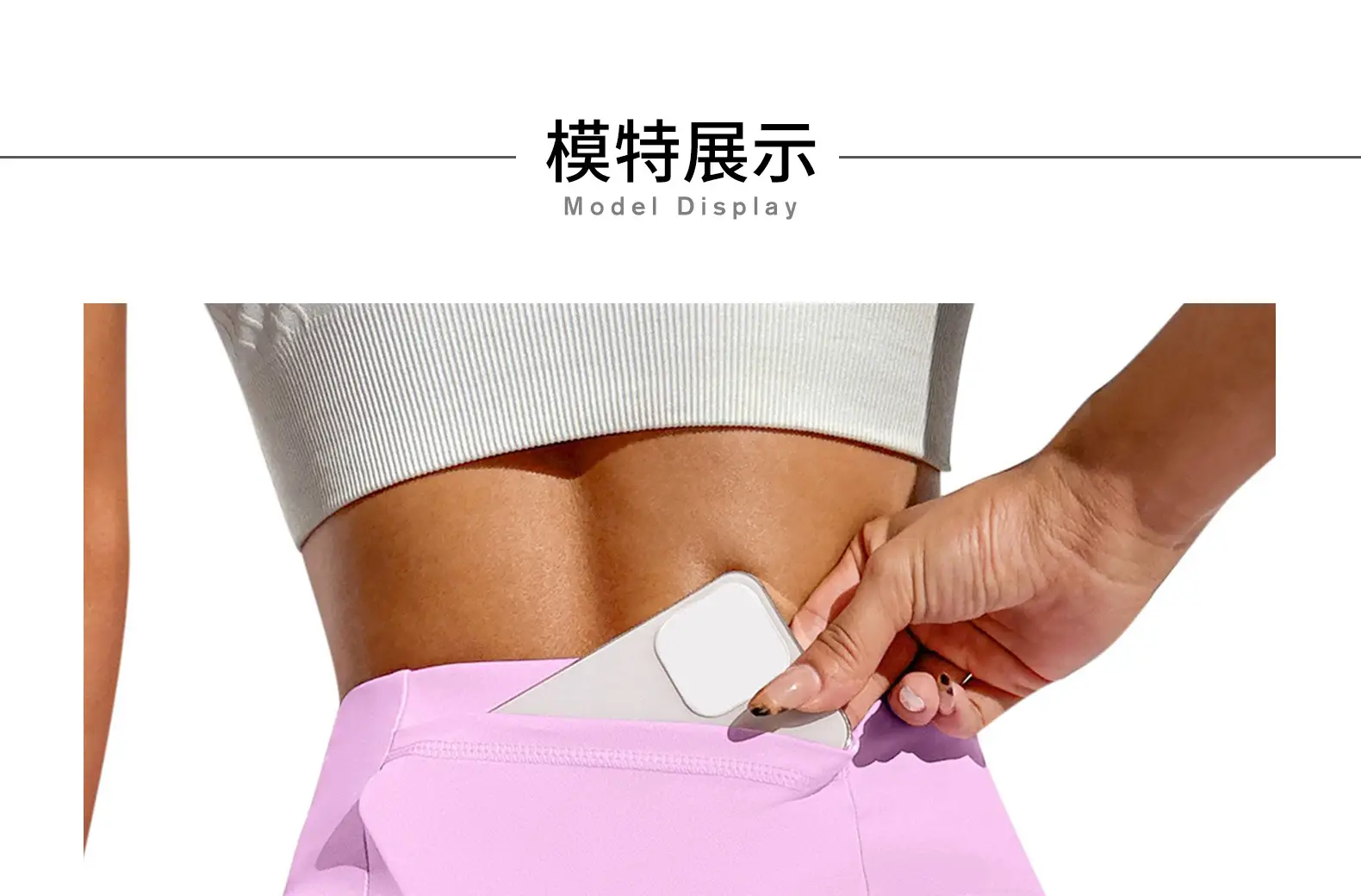 Women's Pink Anti-Exposure Yoga Shorts with 2 Pockets — feature 7